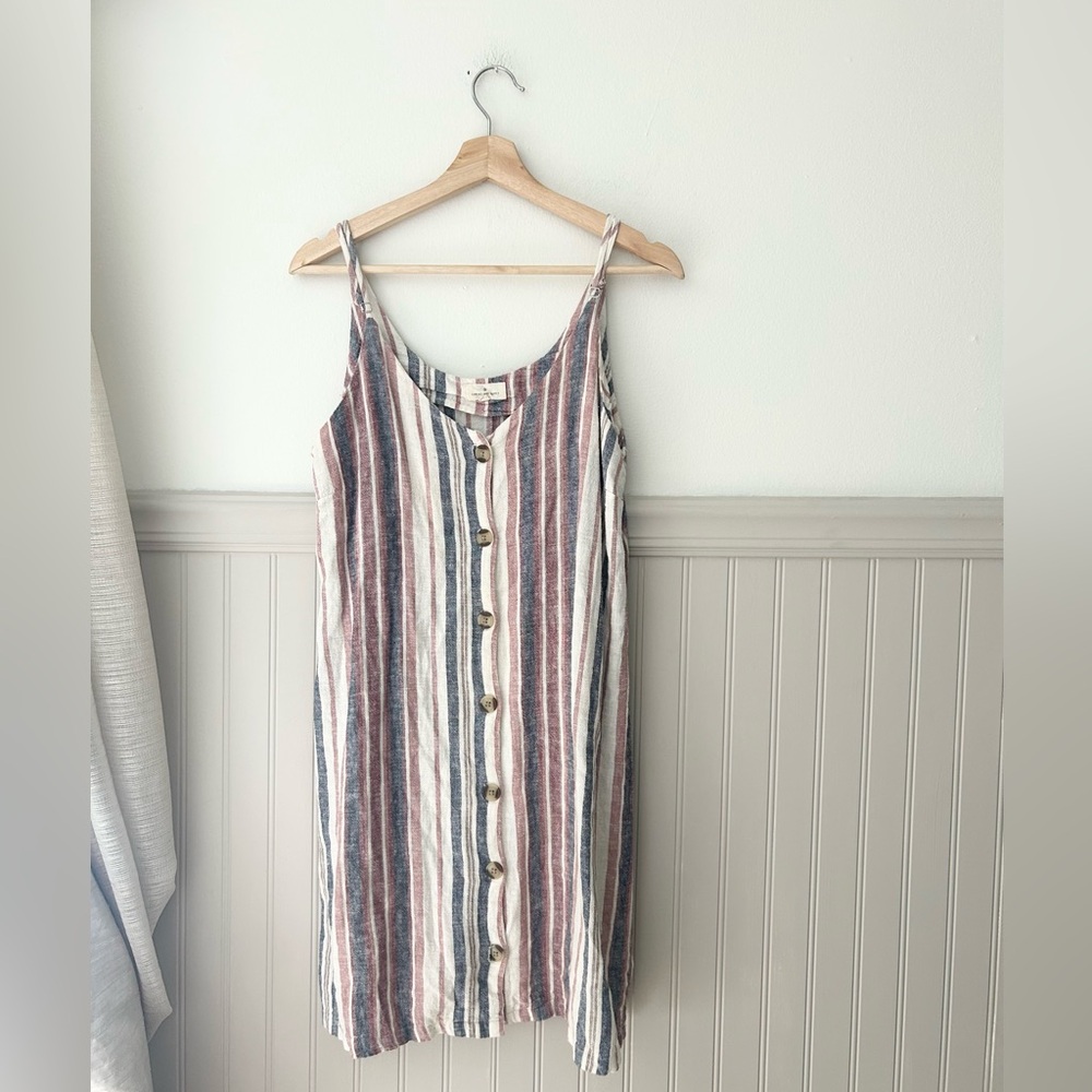 Thread & Supply Small Striped Button Front Midi D… - image 1